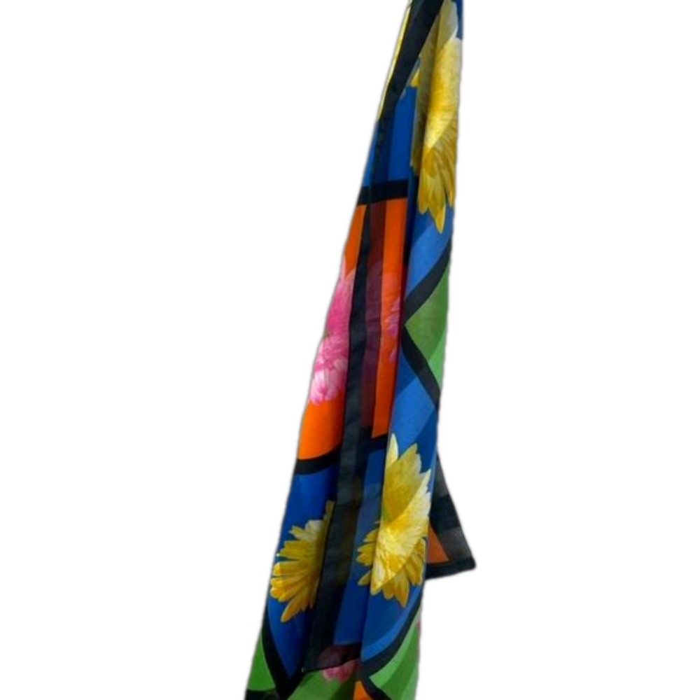 Colorful Floral and Box Design Scarf